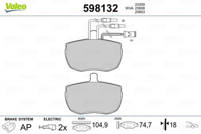 Brake Pad Set, disc brake VALEO 598132