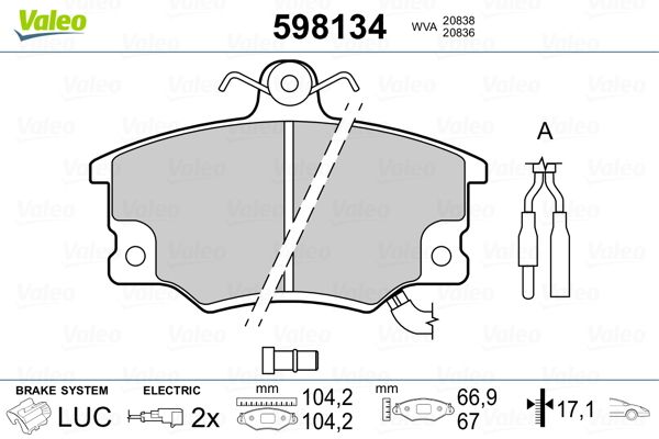 VALEO 598134 Brake Pad Set, disc brake