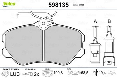 Brake Pad Set, disc brake VALEO 598135