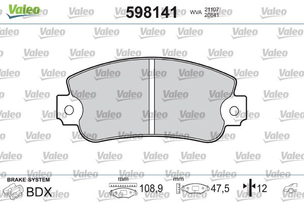 VALEO 598141 Brake Pad Set, disc brake