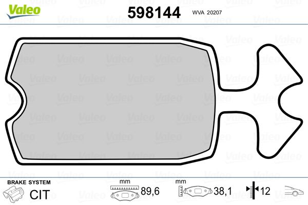 VALEO 598144 Brake Pad Set, disc brake