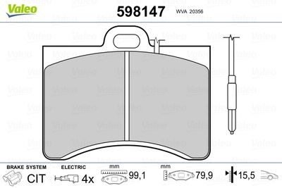 Brake Pad Set, disc brake VALEO 598147