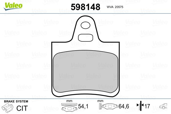 VALEO 598148 Brake Pad Set, disc brake