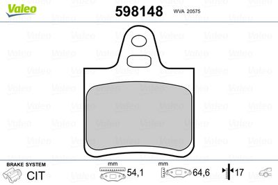 Brake Pad Set, disc brake VALEO 598148