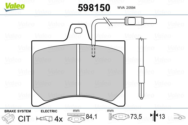 VALEO 598150 Brake Pad Set, disc brake
