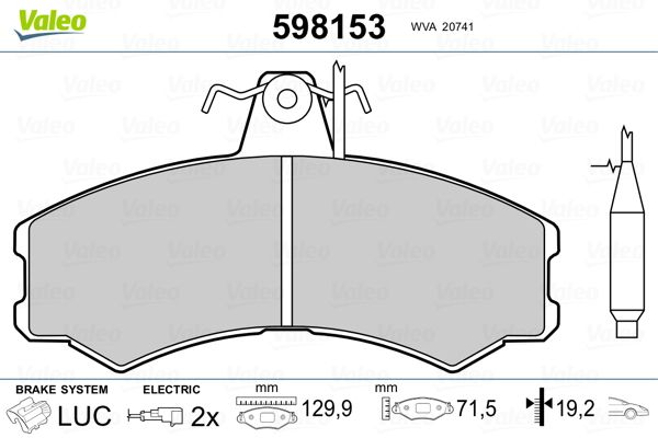 VALEO 598153 Brake Pad Set, disc brake