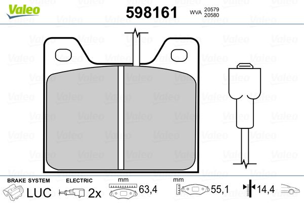 VALEO 598161 Brake Pad Set, disc brake