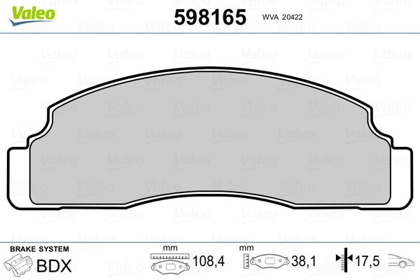 VALEO 598165 Brake Pad Set, disc brake