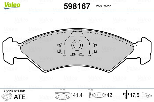VALEO 598167 Brake Pad Set, disc brake