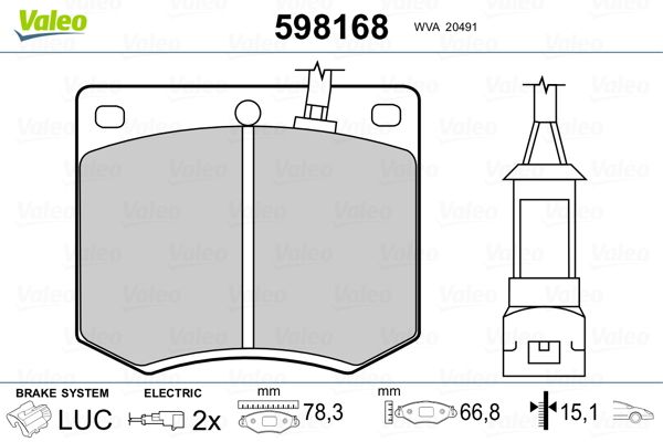 VALEO 598168 Brake Pad Set, disc brake