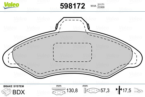 VALEO 598172 Brake Pad Set, disc brake