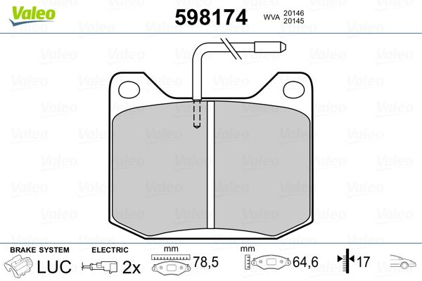 VALEO 598174 Brake Pad Set, disc brake