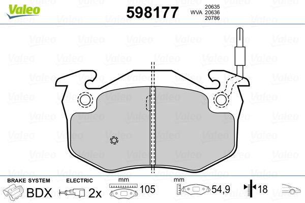 VALEO 598177 Brake Pad Set, disc brake