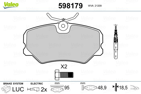 VALEO 598179 Brake Pad Set, disc brake
