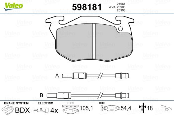 VALEO 598181 Brake Pad Set, disc brake