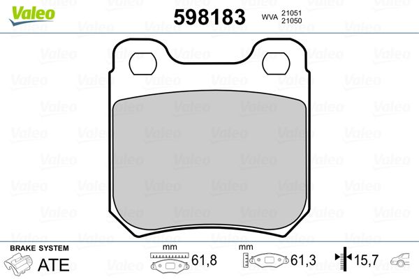 VALEO 598183 Brake Pad Set, disc brake
