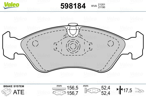 VALEO 598184 Brake Pad Set, disc brake