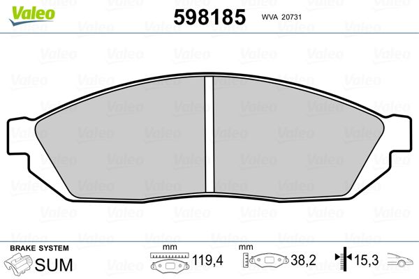 VALEO 598185 Brake Pad Set, disc brake