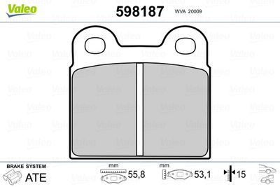 Brake Pad Set, disc brake VALEO 598187