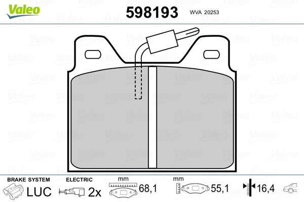 VALEO 598193 Brake Pad Set, disc brake