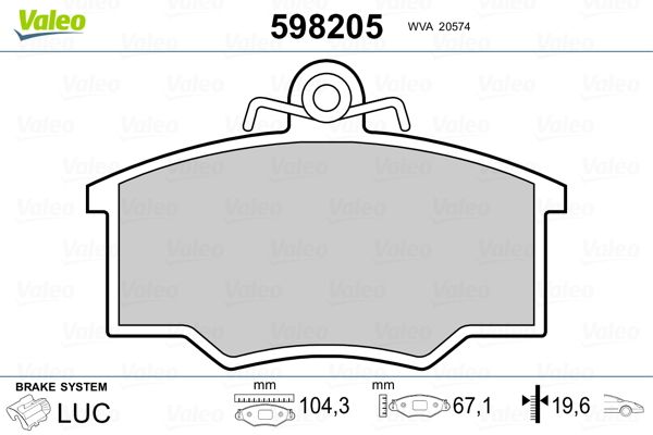 VALEO 598205 Brake Pad Set, disc brake
