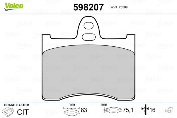 VALEO 598207 Brake Pad Set, disc brake