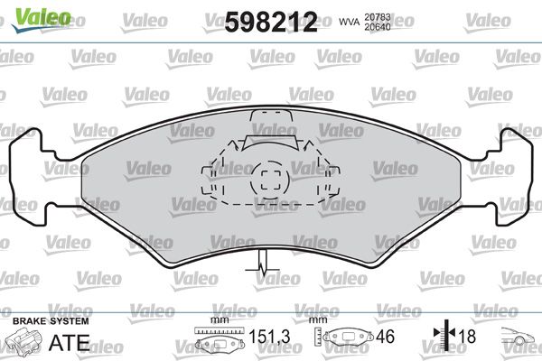 VALEO 598212 Brake Pad Set, disc brake