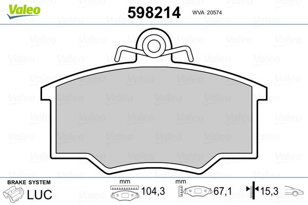 VALEO 598214 Brake Pad Set, disc brake