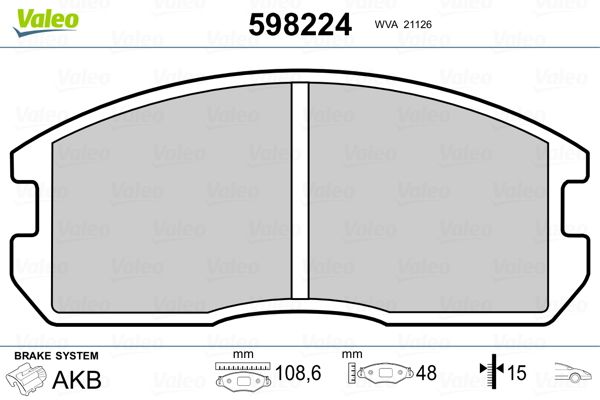 VALEO 598224 Brake Pad Set, disc brake