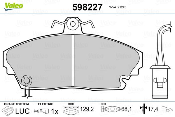 VALEO 598227 Brake Pad Set, disc brake