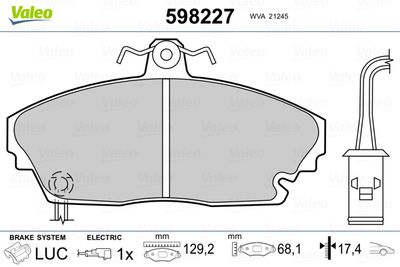 Brake Pad Set, disc brake VALEO 598227