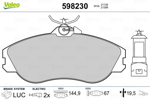 VALEO 598230 Brake Pad Set, disc brake
