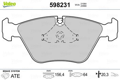 Brake Pad Set, disc brake VALEO 598231