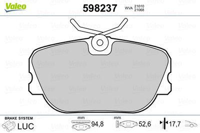 Brake Pad Set, disc brake VALEO 598237