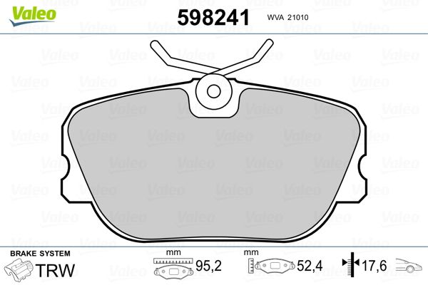 VALEO 598241 Brake Pad Set, disc brake
