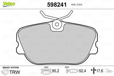 Brake Pad Set, disc brake VALEO 598241