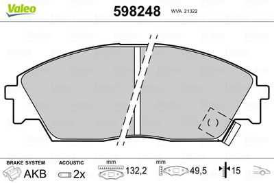Brake Pad Set, disc brake VALEO 598248