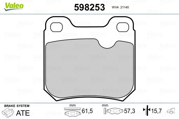 VALEO 598253 Brake Pad Set, disc brake