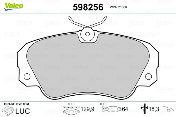 VALEO 598256 Brake Pad Set, disc brake