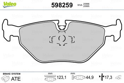 Brake Pad Set, disc brake VALEO 598259