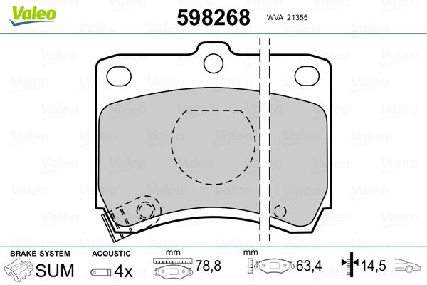 VALEO 598268 Brake Pad Set, disc brake