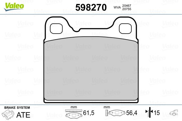 VALEO 598270 Brake Pad Set, disc brake