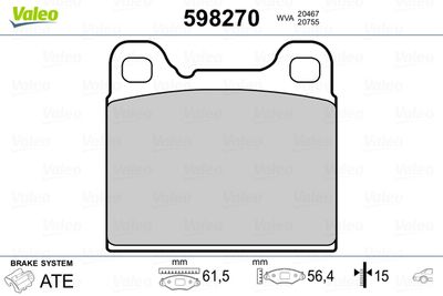 Brake Pad Set, disc brake VALEO 598270