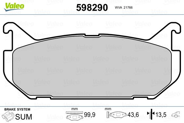 VALEO 598290 Brake Pad Set, disc brake