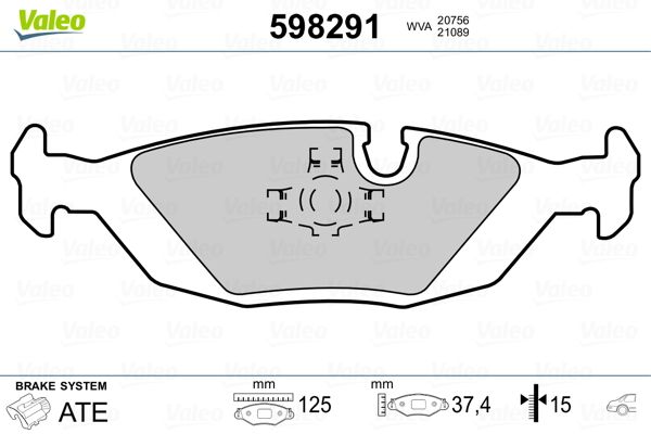 VALEO 598291 Brake Pad Set, disc brake
