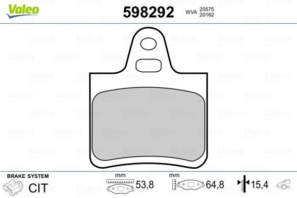 VALEO 598292 Brake Pad Set, disc brake