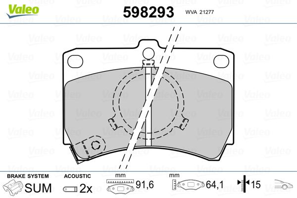 VALEO 598293 Brake Pad Set, disc brake