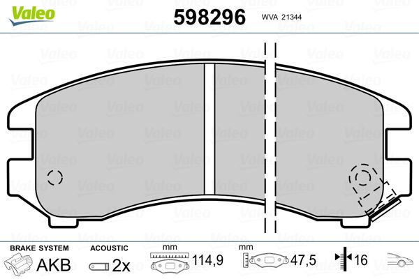 VALEO 598296 Brake Pad Set, disc brake
