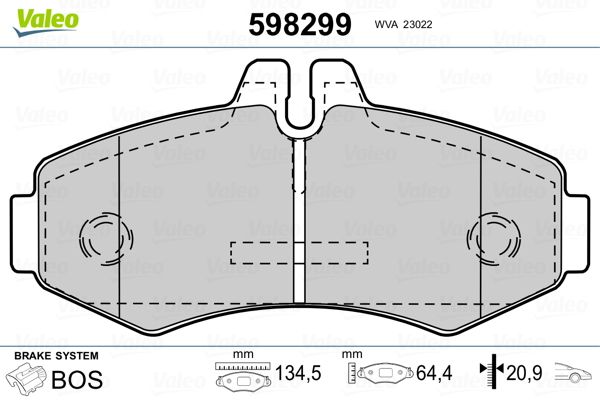 VALEO 598299 Brake Pad Set, disc brake