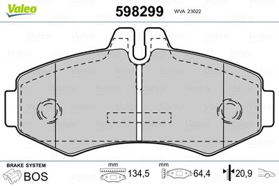 Brake Pad Set, disc brake VALEO 598299